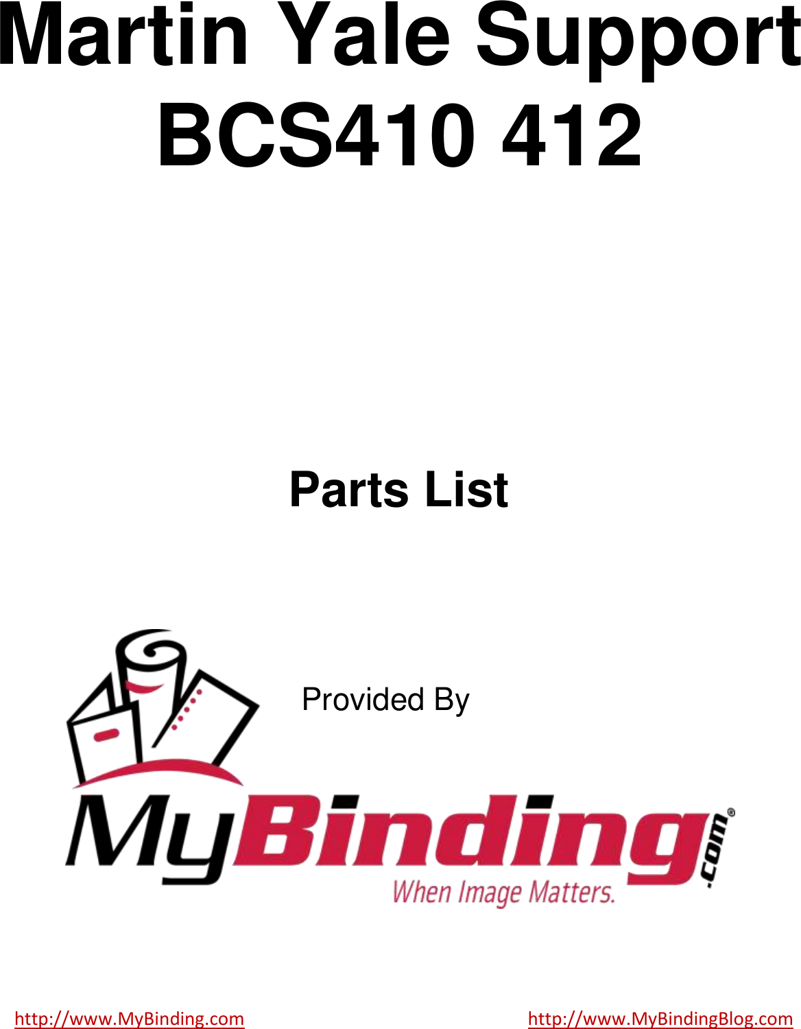 Page 1 of 7 - MyBinding Martin-Yale-Support-Bcs410-412-Parts-List User Manual