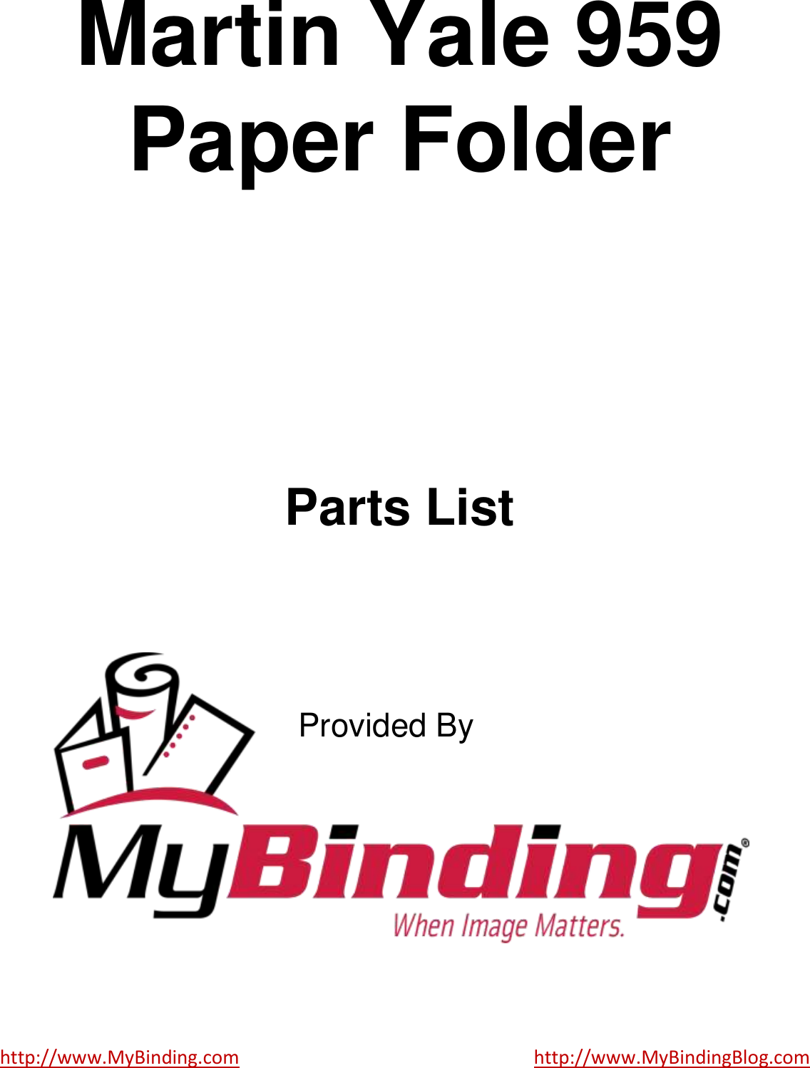 Page 1 of 9 - MyBinding Martinyale-959-Parts User Manual Martin Yale-959-Parts