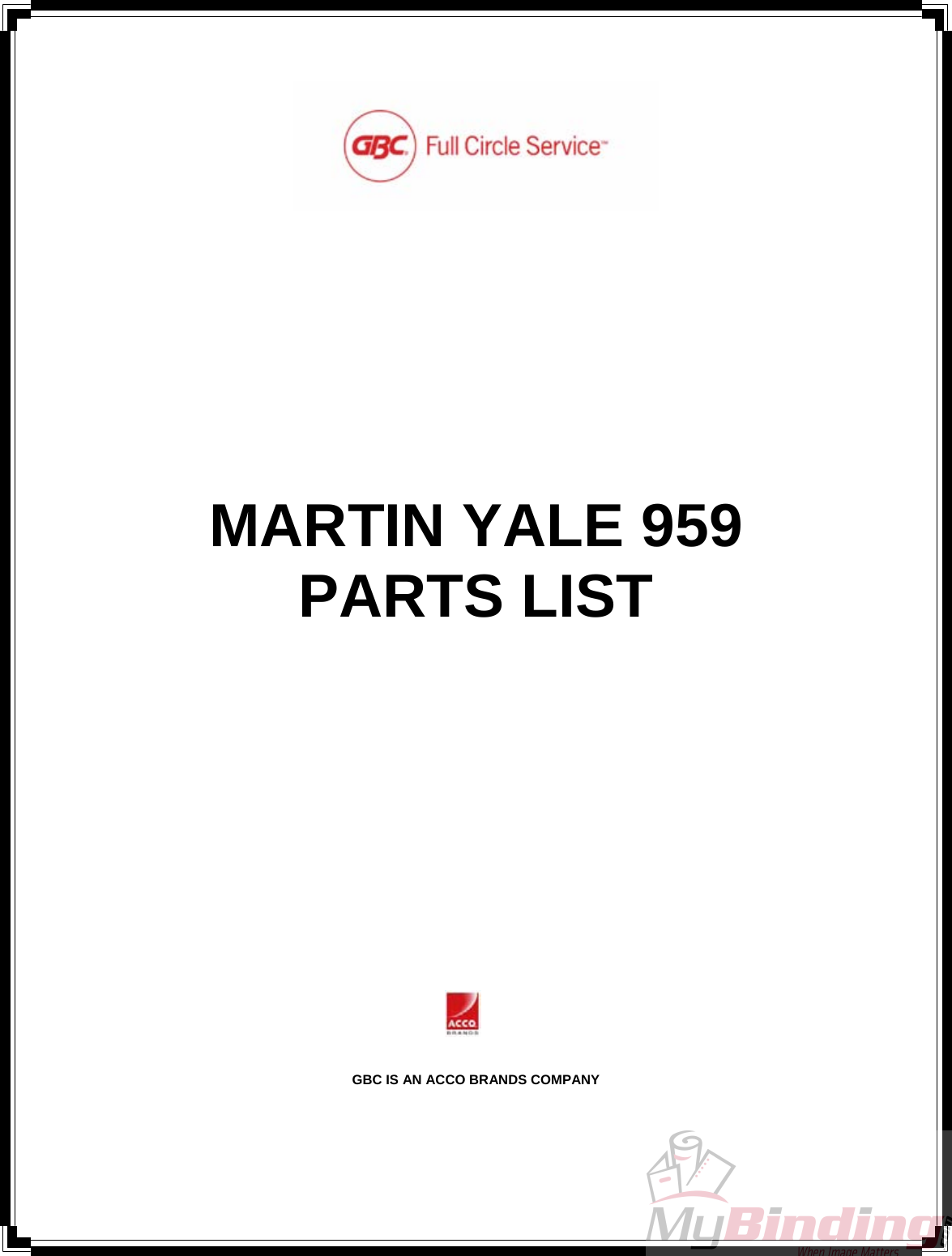 Page 2 of 9 - MyBinding Martinyale-959-Parts User Manual Martin Yale-959-Parts