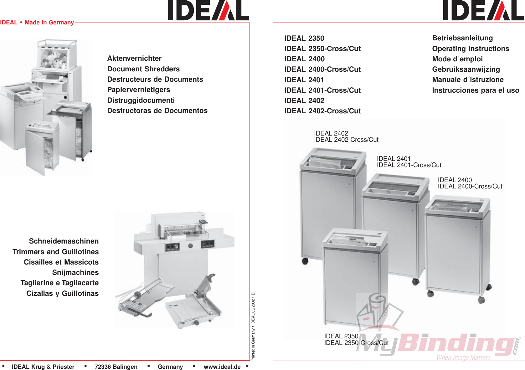Page 2 of 12 - MyBinding Mbm-2350-2400-2401-2402-Manual User Manual