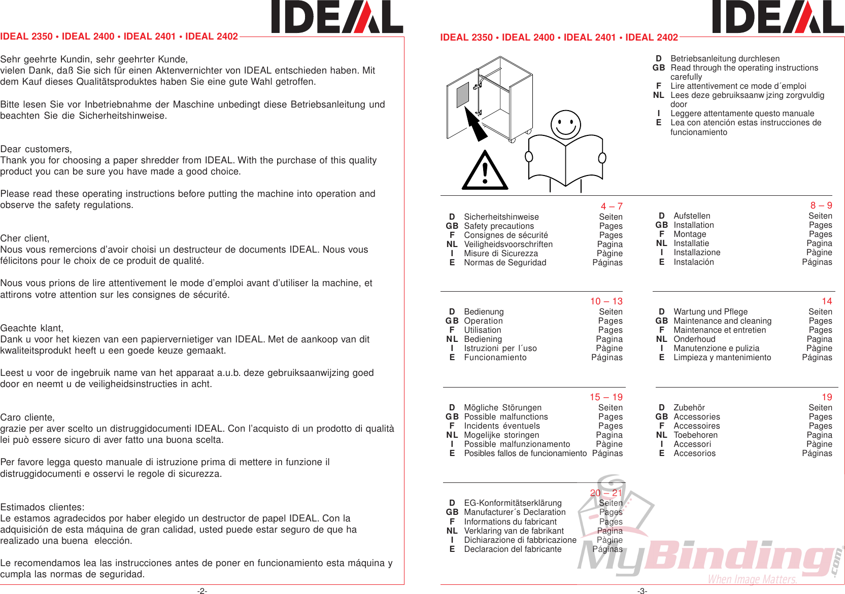 Page 3 of 12 - MyBinding Mbm-2350-2400-2401-2402-Manual User Manual