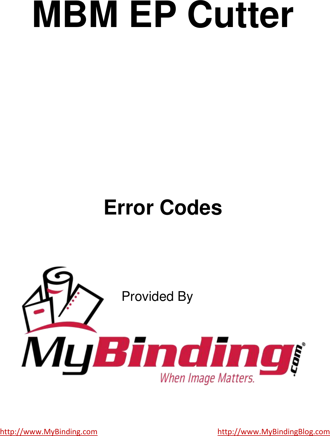 Page 1 of 3 - MyBinding Mbm-Ep-Cutter-Error-Codes User Manual