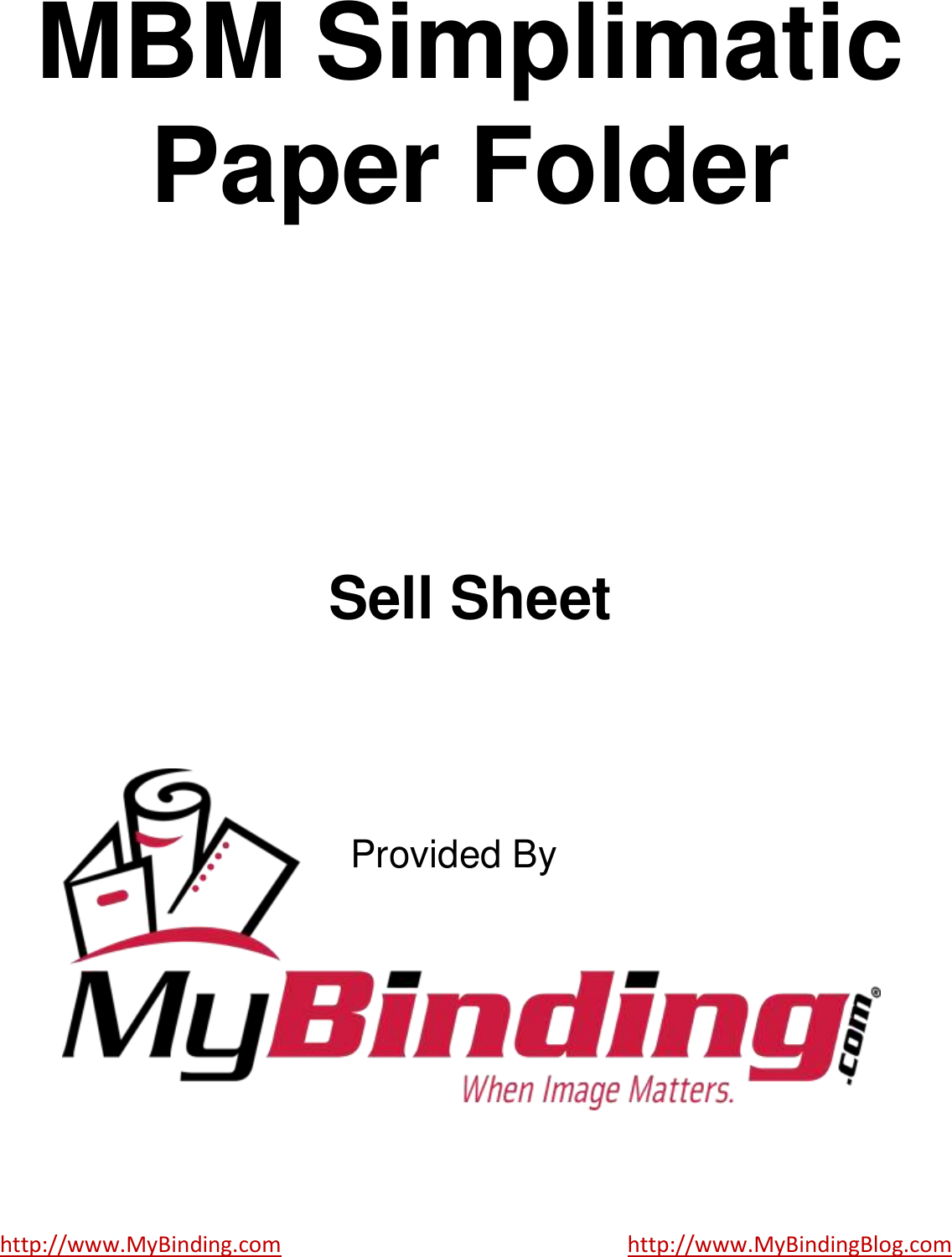 Page 1 of 2 - MyBinding Mbm-Simplimatic-Pf-Sellsheet User Manual MBM-Simplimatic-PF-Sell Sheet