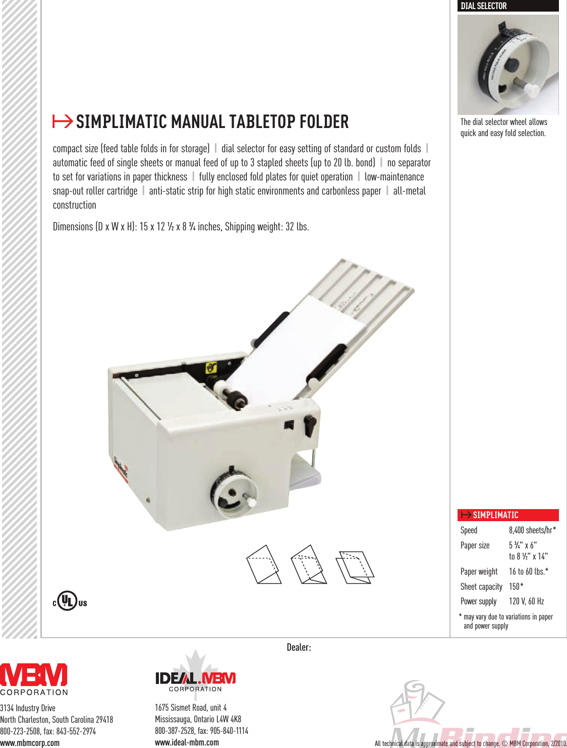 Page 2 of 2 - MyBinding Mbm-Simplimatic-Pf-Sellsheet User Manual MBM-Simplimatic-PF-Sell Sheet