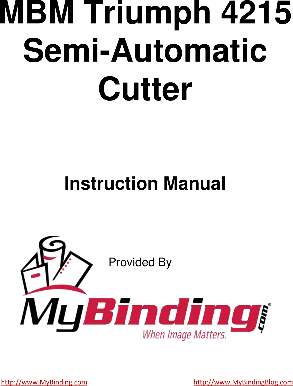 Page 1 of 2 - MyBinding Mbm-Triumph-4215-Manual User Manual