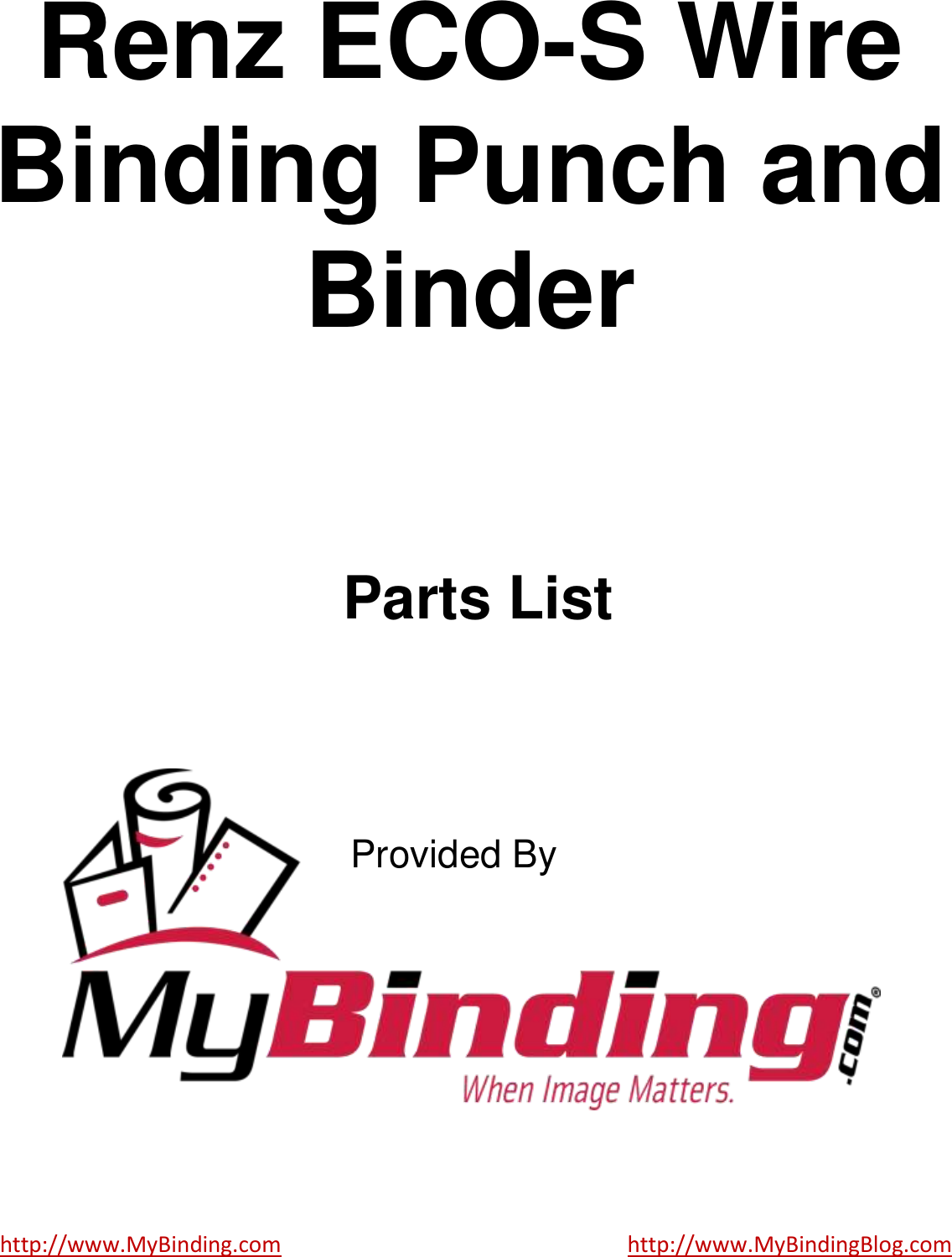 Page 1 of 9 - MyBinding Renz-Eco-S-Parts User Manual