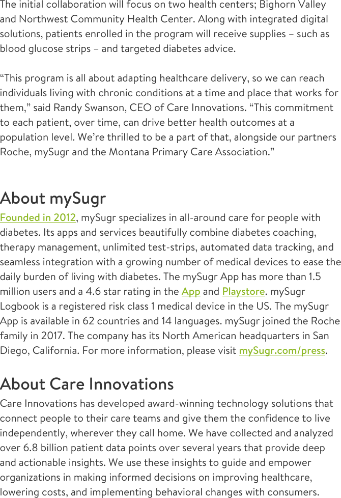 Page 2 of 2 - MySugr_Press_Release_Montanax  My Sugr Press Release Montana