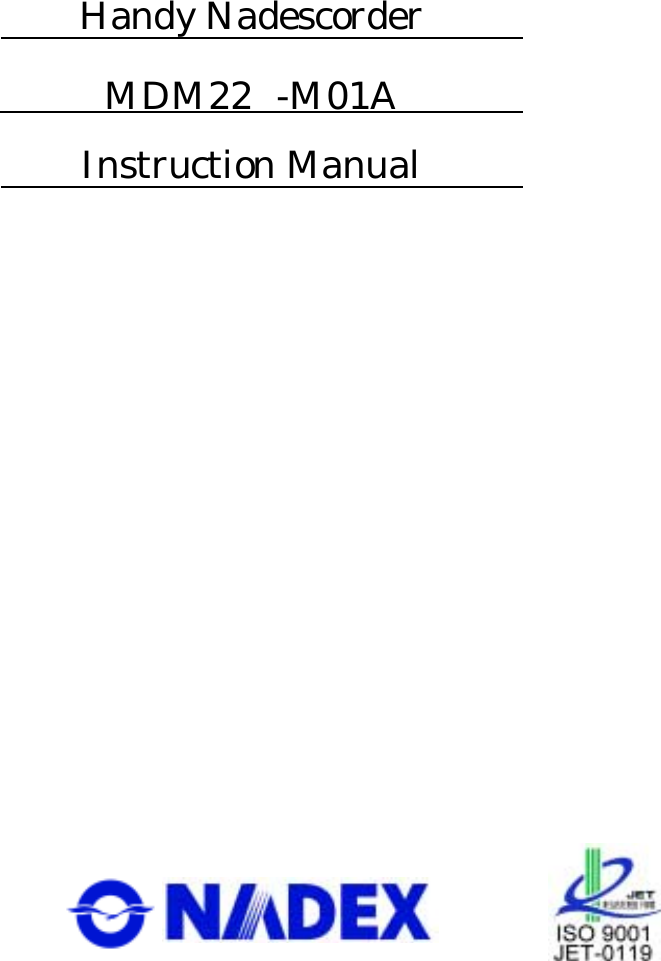 Handy NadescorderMDM22  -M01AInstruction Manual