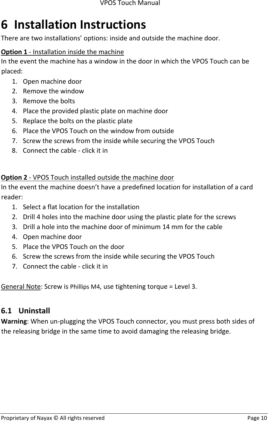 Page 10 of NAYAX VPOST VPOS Touch User Manual Manualx