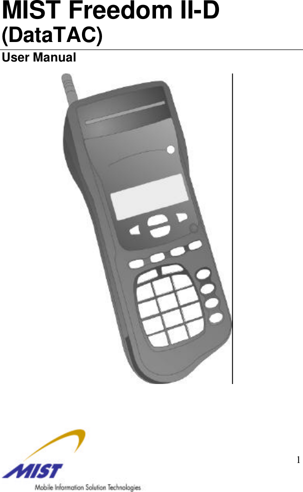 1MIST Freedom II-D(DataTAC)User Manual