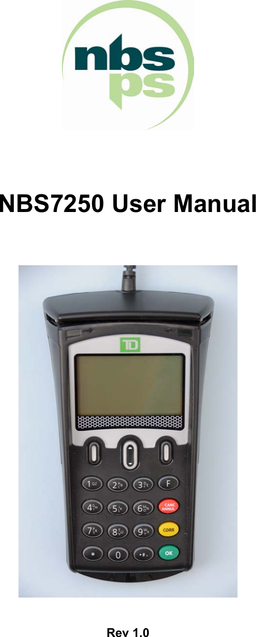   NBS7250 User Manual       Rev 1.0 