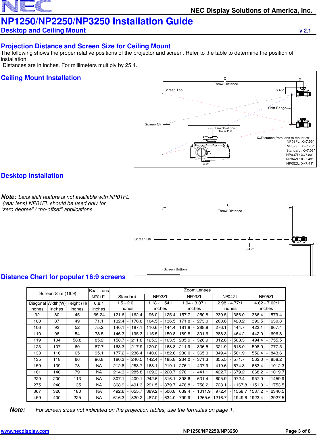 Page 3 of 8 - NEC NP2250 Visual Systems User Manual  To The 89da853d-1cb6-4d76-9934-f0fc9eb815da