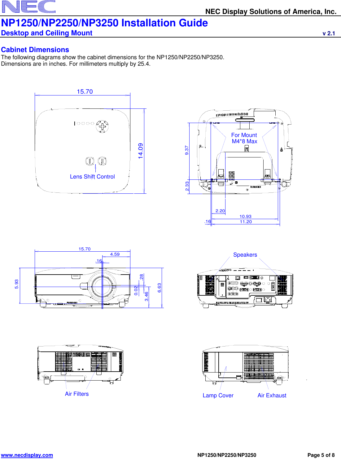 Page 5 of 8 - NEC NP2250 Visual Systems User Manual  To The 89da853d-1cb6-4d76-9934-f0fc9eb815da