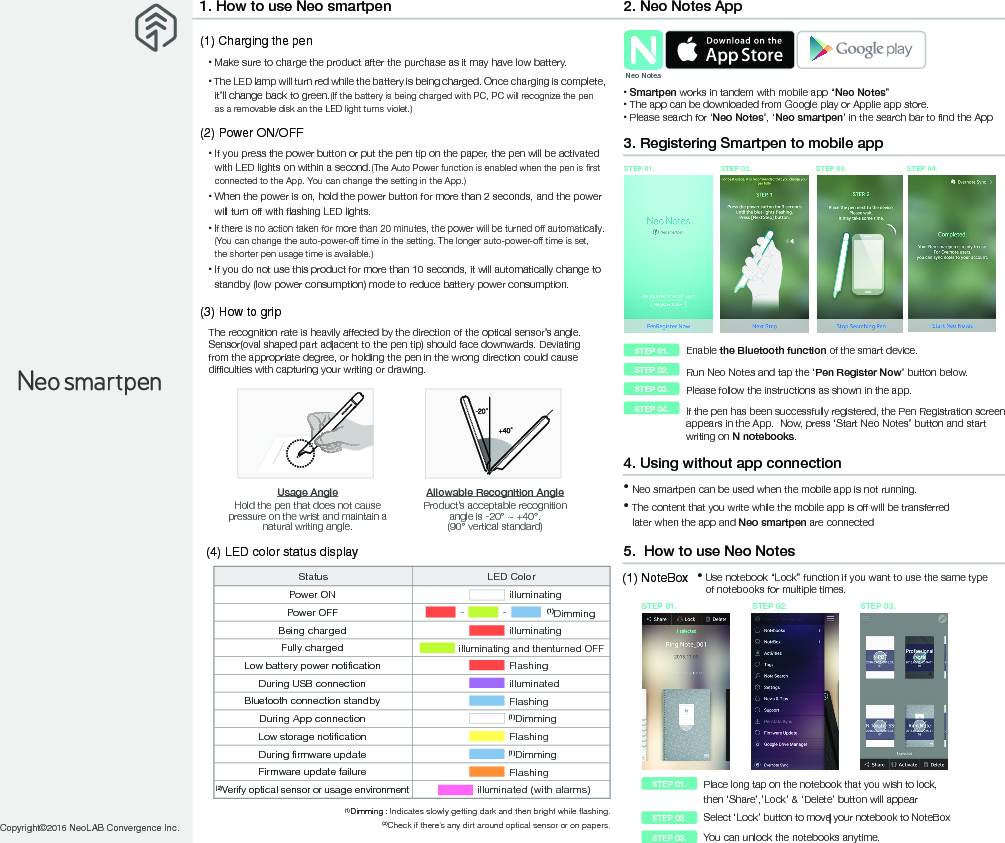 NEOLAB CONVERGENCE NWP-F121 Neo smartpen N2 User Manual