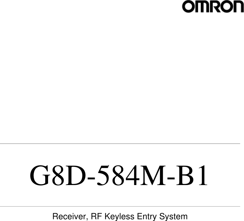                      G8D-584M-B1                Receiver, RF Keyless Entry System  