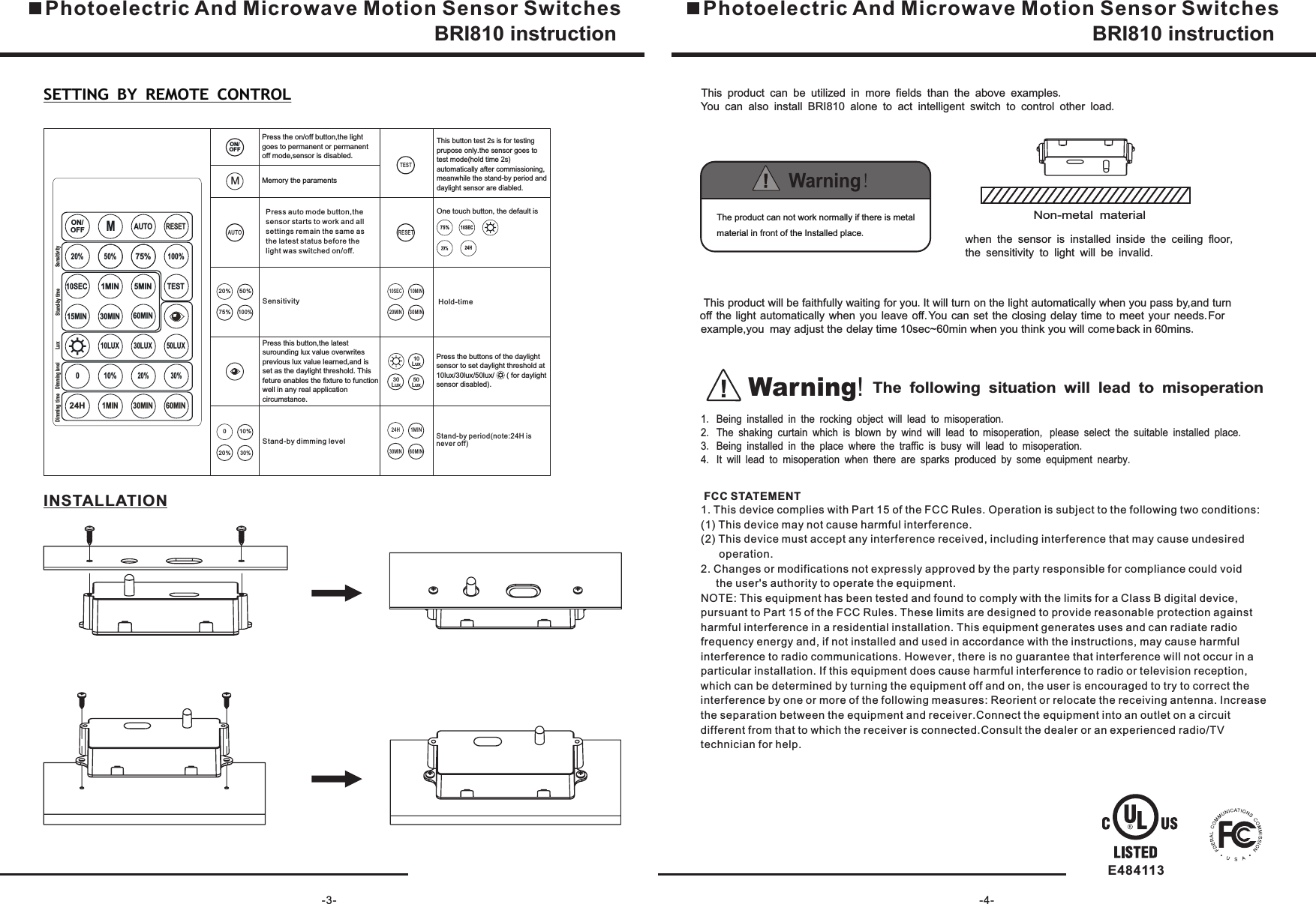 NINGBO BRILLIANT ELECTRONICS BRI810 Photoelectric And Microwave Motion ...