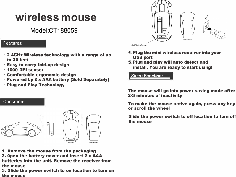 Page 1 of NINGBO CSTAR IMP and EXP 0056 Wireless mouse User Manual OM19 Instructions 12 4