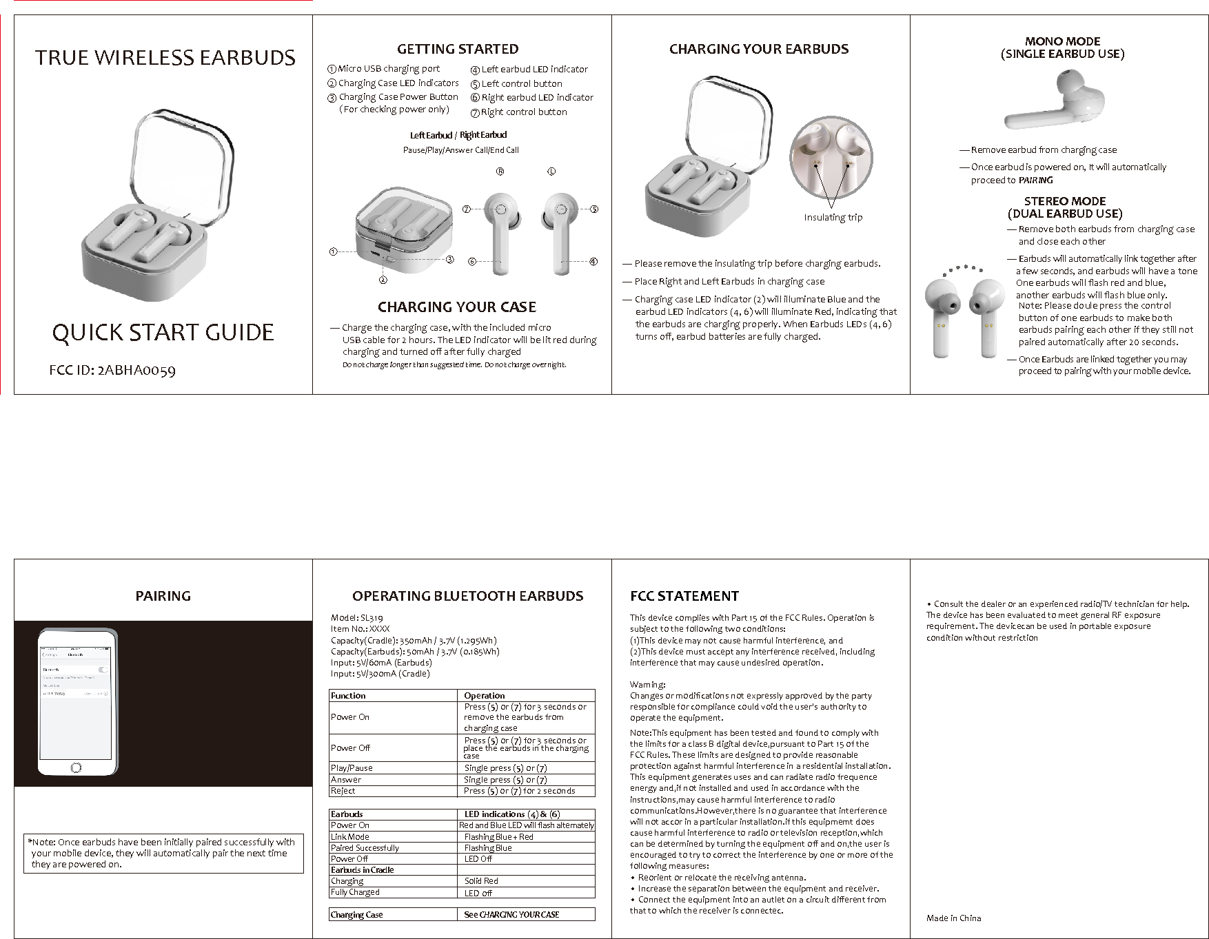 NINGBO CSTAR IMP and EXP 0059 Ture wireless earbuds with charging case