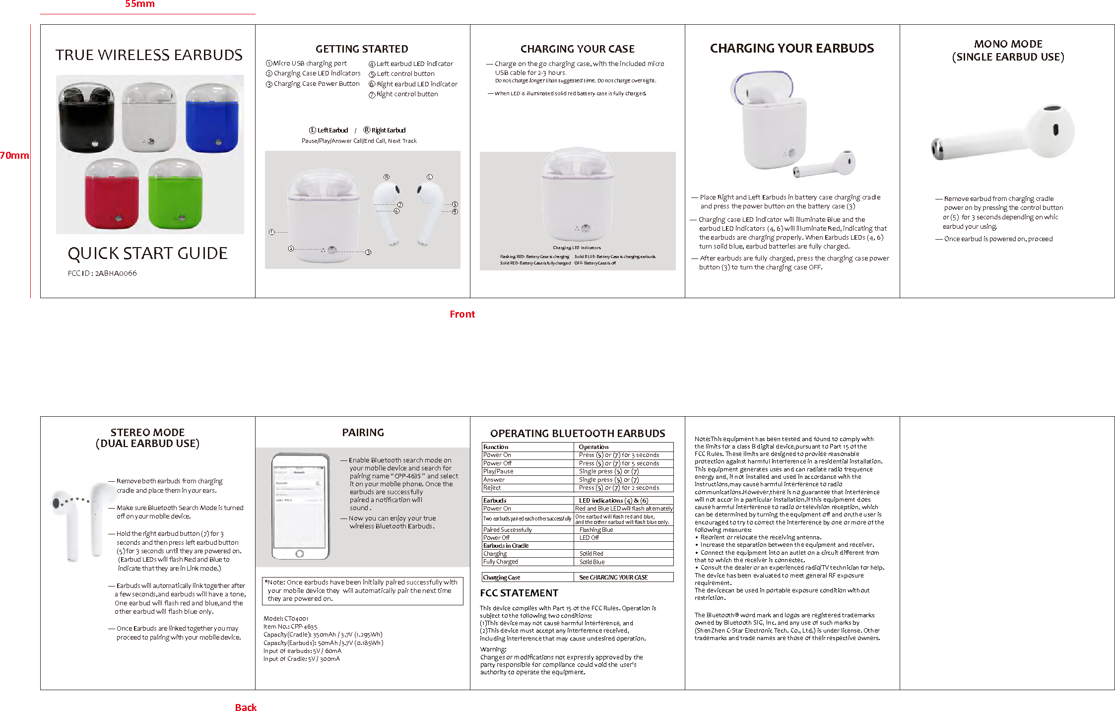 NINGBO CSTAR IMP and EXP 0066 Bluetooth earbuds with charger case User