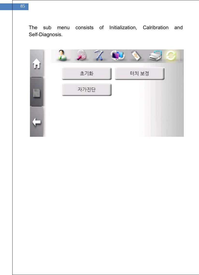   85 The sub menu consists of Initialization, Calribration and Self-Diagnosis.                  