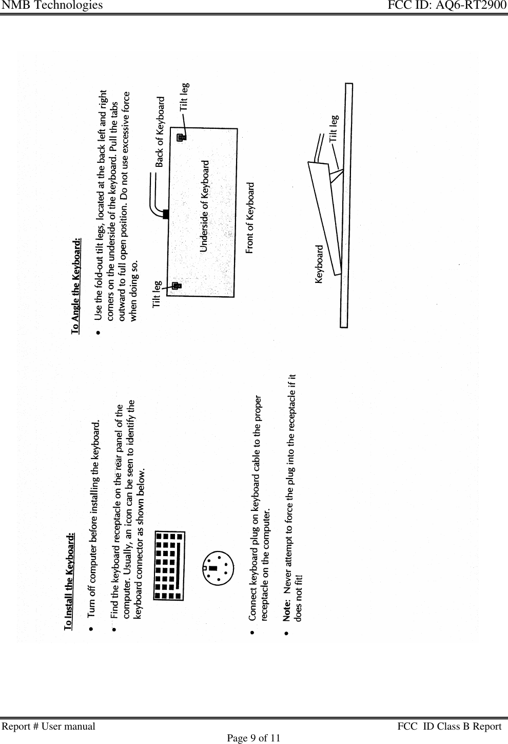 NMB Technologies  FCC ID: AQ6-RT2900Report # User manual FCC  ID Class B ReportPage 9 of 11