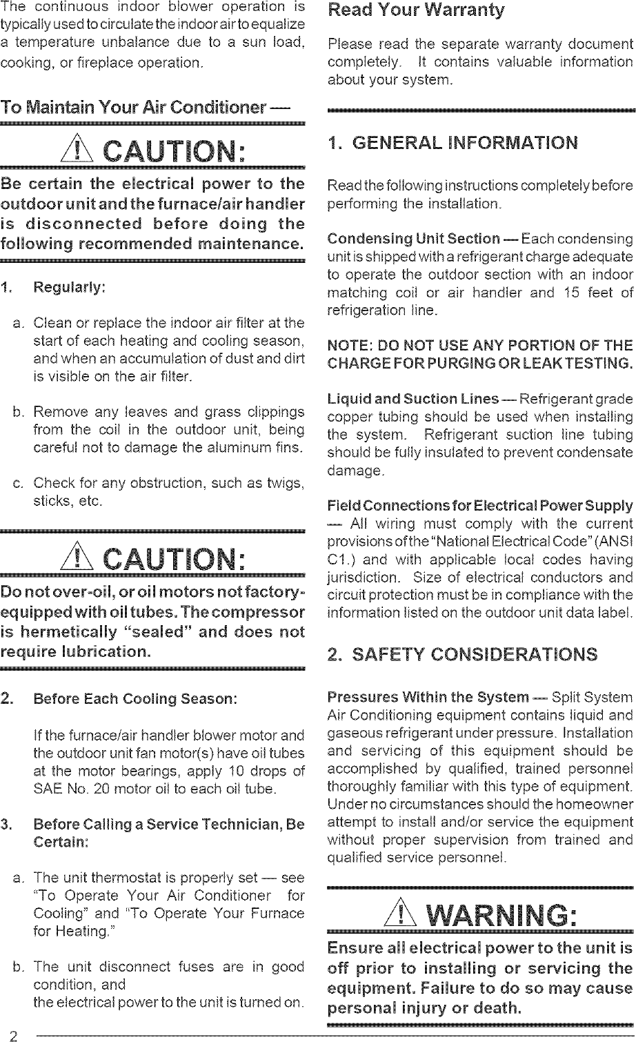 Page 2 of 8 - NORDYNE  Air Conditioner/heat Pump(outside Unit) Manual L0523342