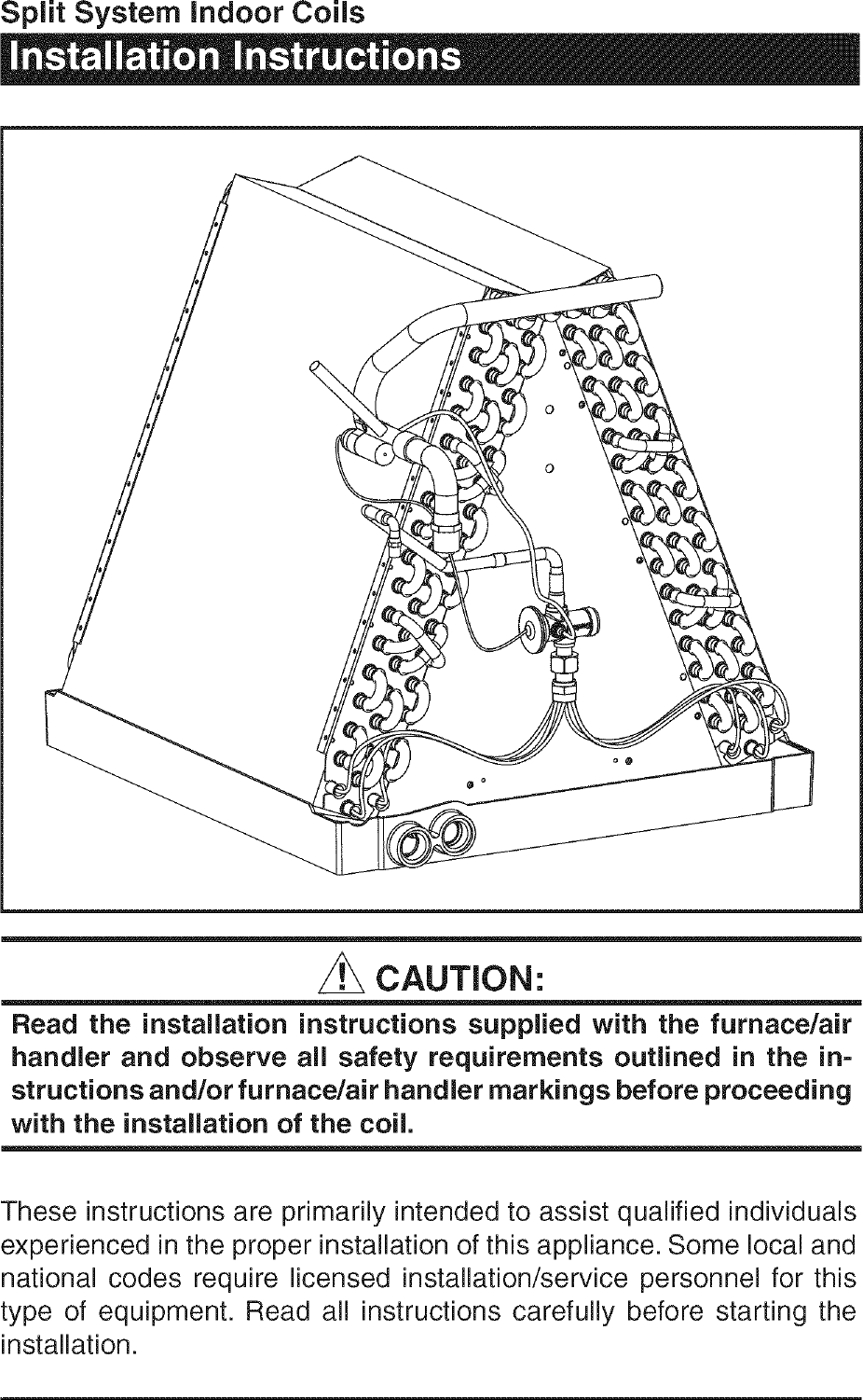 Page 1 of 8 - NORDYNE  Air Handler (indoor Blower&evap) Manual L0611479