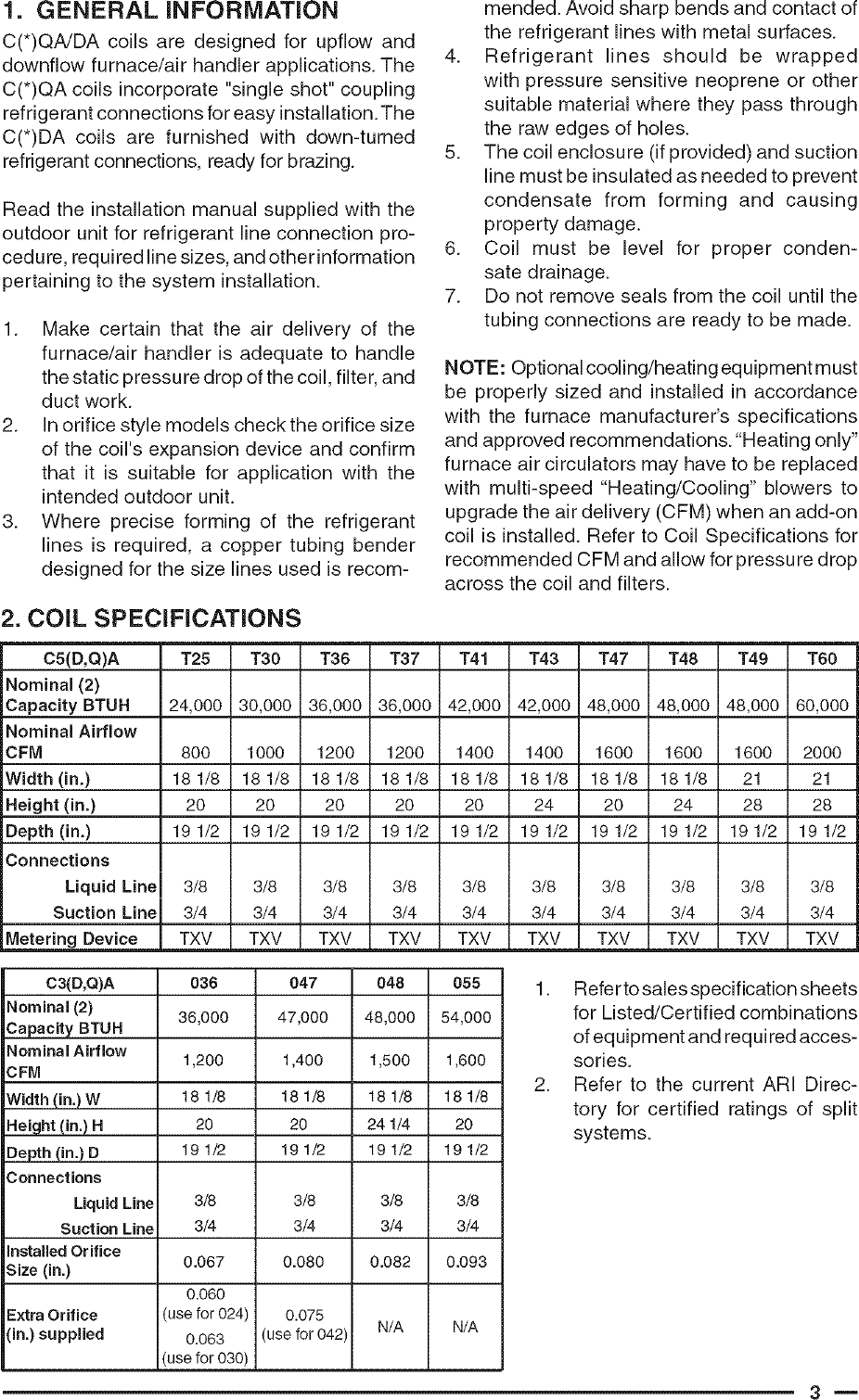 Page 3 of 8 - NORDYNE  Air Handler (indoor Blower&evap) Manual L0611479