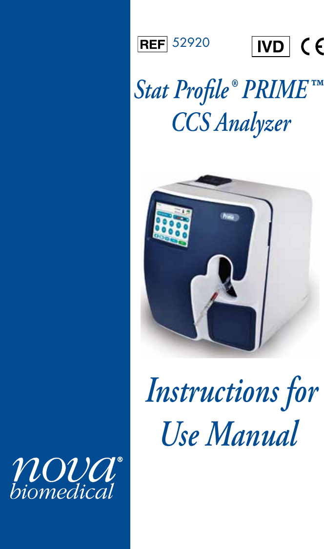 Stat Proﬁle® PRIME™ CCS Analyzer Instructions for Use Manual              52920