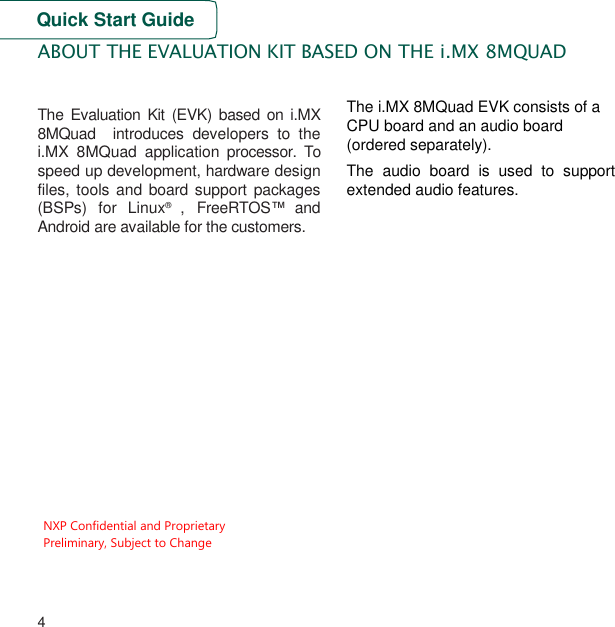 Page 4 of NXP Semiconductors MCIMX8M-EVK MCIMX8M-EVK User Manual users manual