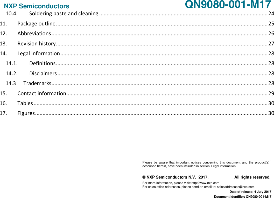 Page 32 of NXP Semiconductors QN9080M17 Bluetooth Modular Transmiter User Manual QN9080 001 M17