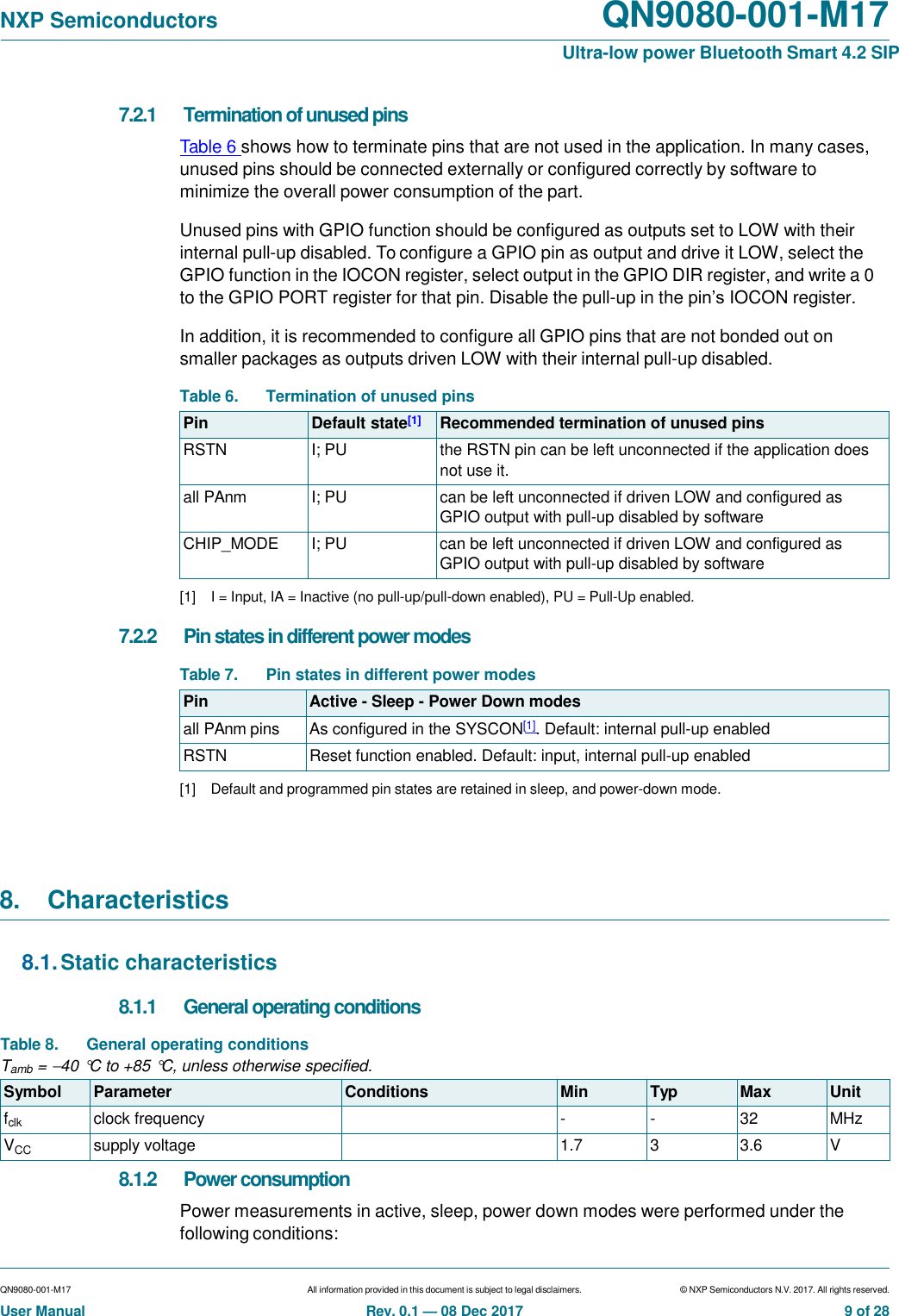 Page 9 of NXP Semiconductors QN9080M17 Bluetooth Modular Transmiter User Manual QN9080 001 M17