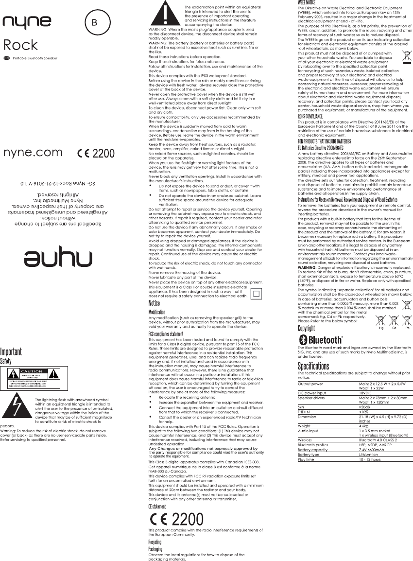 Any Changes or modifications not expressly approved bythe party responsible for compliance could viod the user&apos;s authorityto operate the equipment.