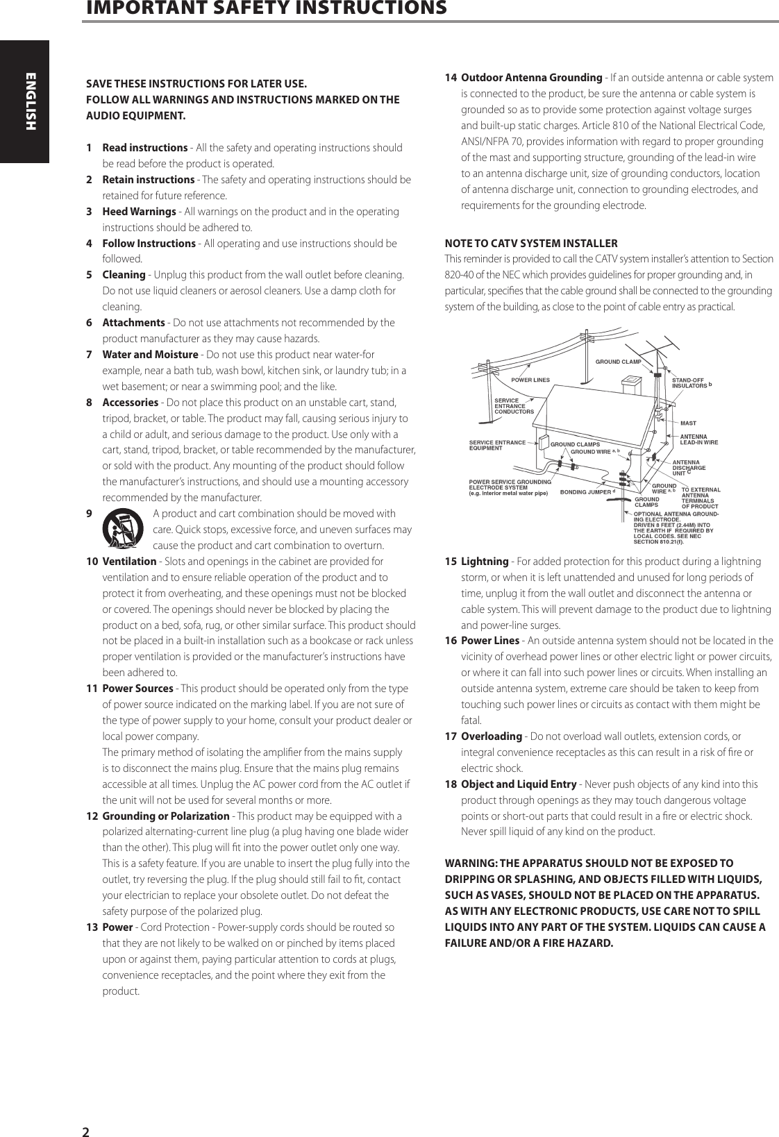 Page 2 of 12 - Nad-Electronics Nad-Electronics-C-275Bee-Stereo-Power-Amplifier-Owner-S-Manual