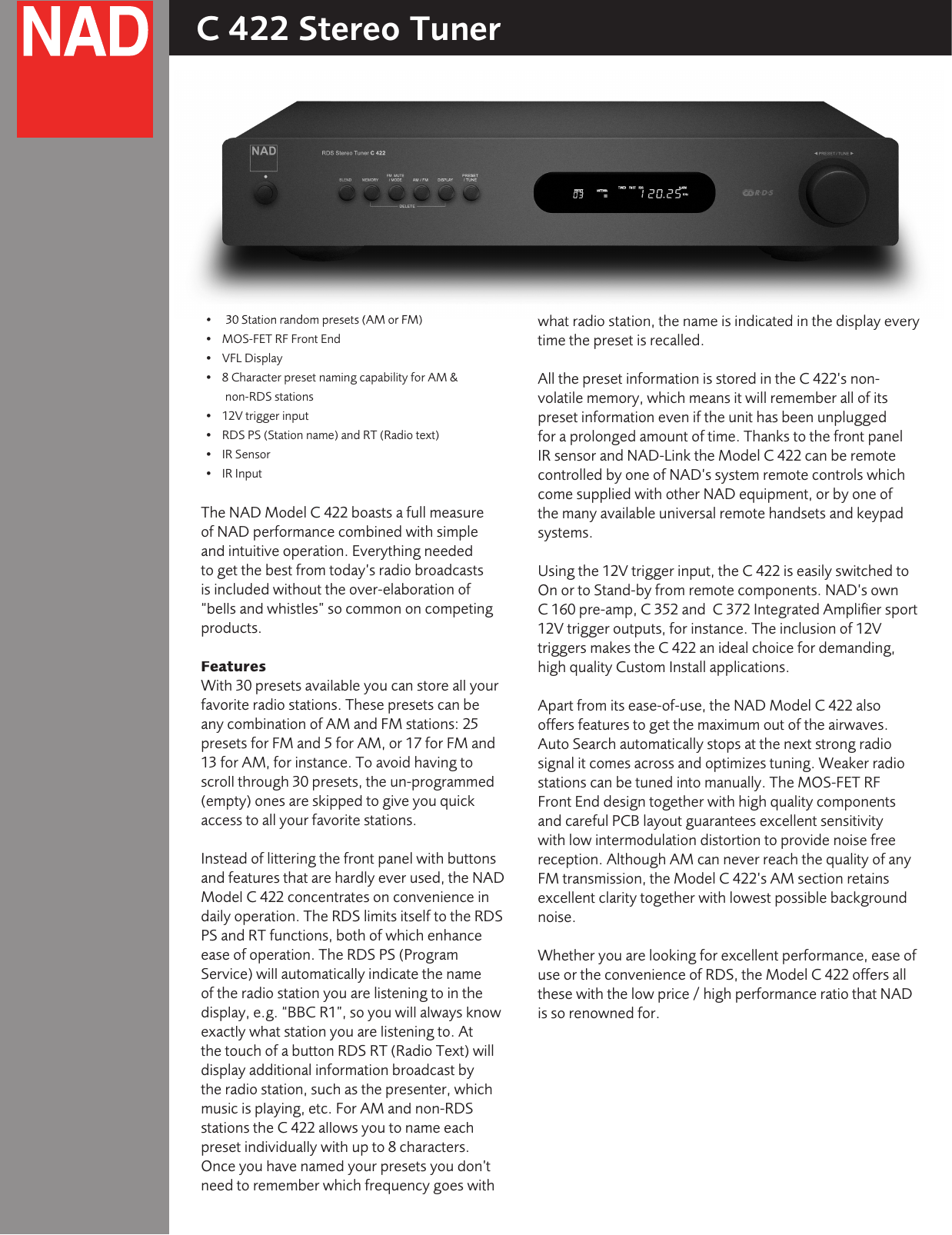 Page 1 of 2 - Nad-Electronics Nad-Electronics-C422-Users-Manual- 422  Nad-electronics-c422-users-manual