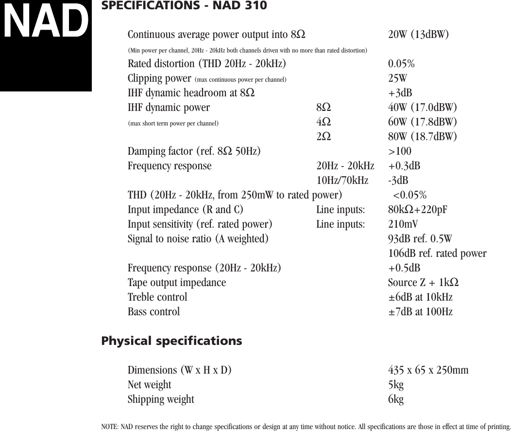 Page 2 of 2 - Nad Nad-310-Users-Manual- 310 Nad-310-users-manual