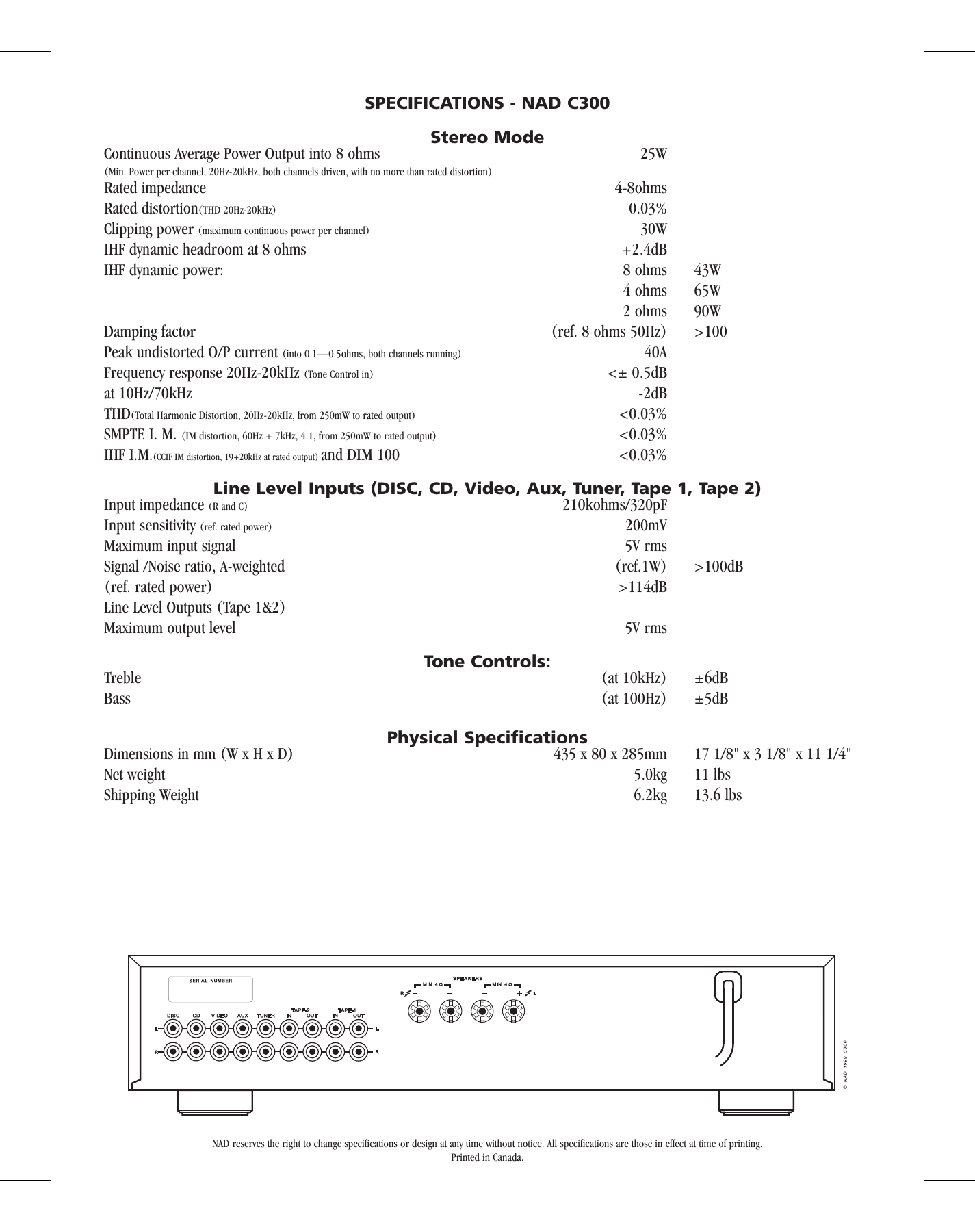 Page 2 of 2 - Nad Nad-C300-Users-Manual- Spec Sheets  Nad-c300-users-manual