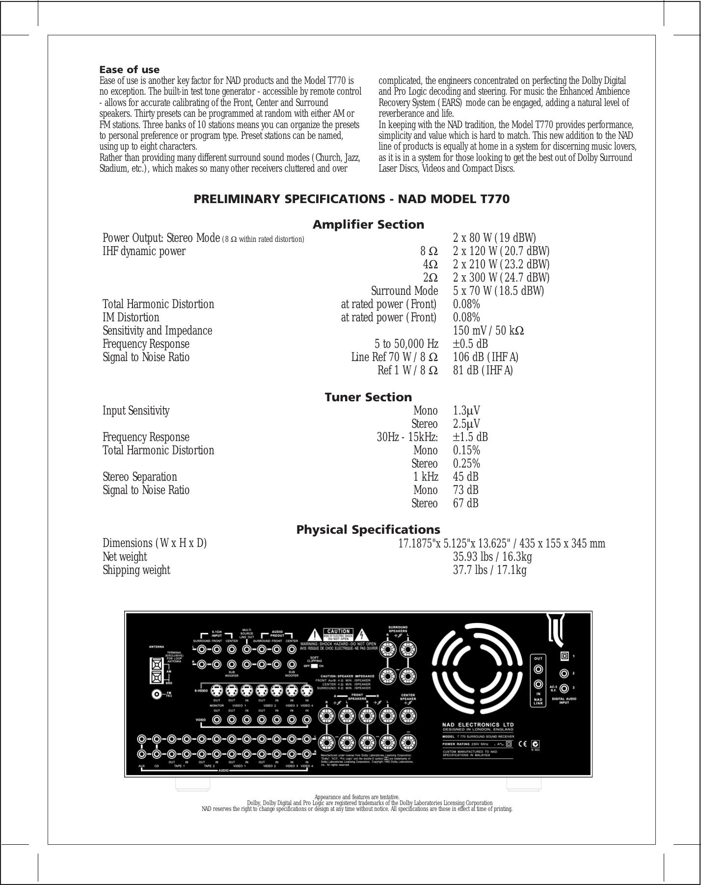 Page 2 of 2 - Nad Nad-Theater-T770-Users-Manual-  Nad-theater-t770-users-manual