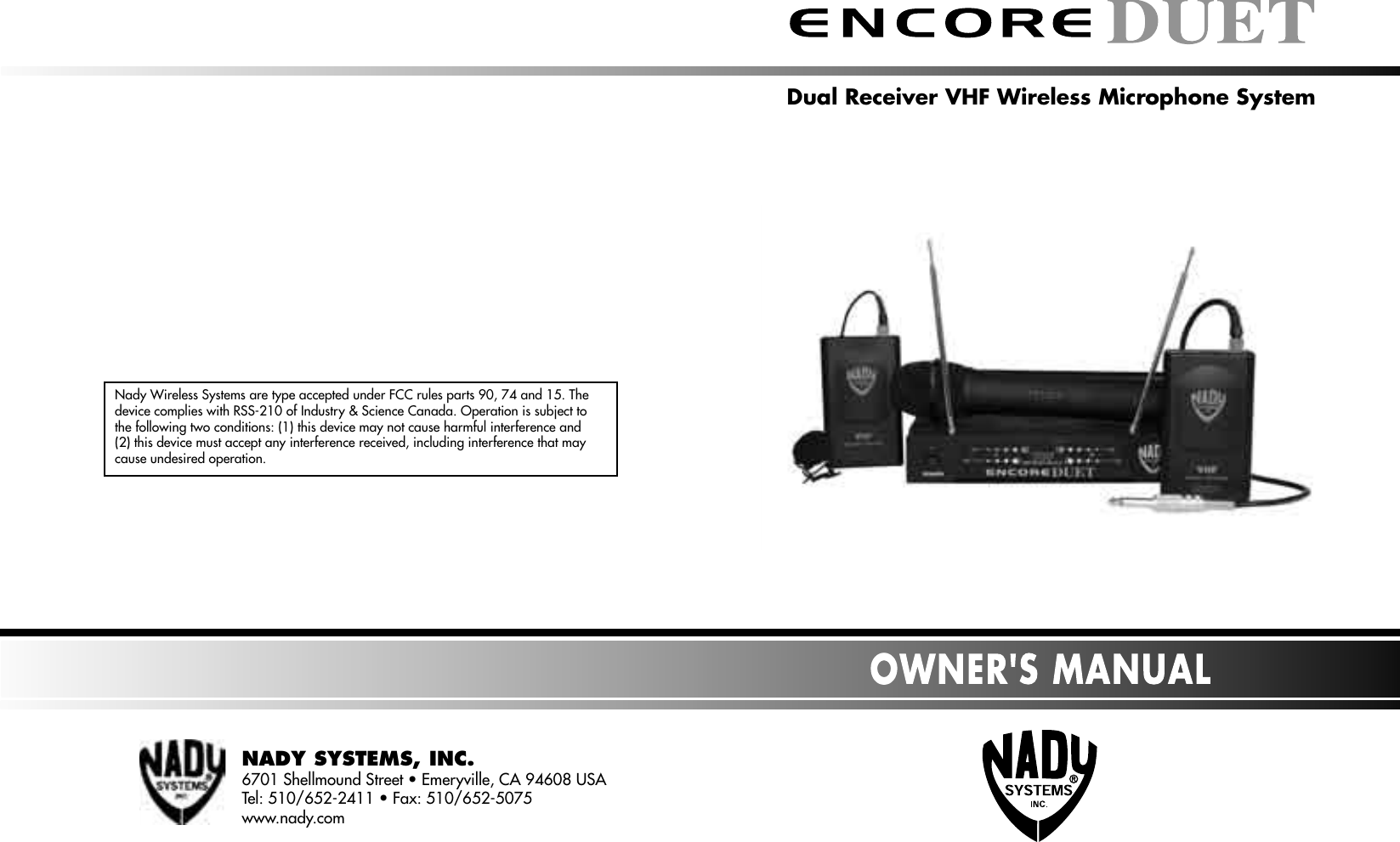 Page 1 of 10 - Nady-Systems Nady-Systems-Encore-Duet-Users-Manual--3  Nady-systems-encore-duet-users-manual