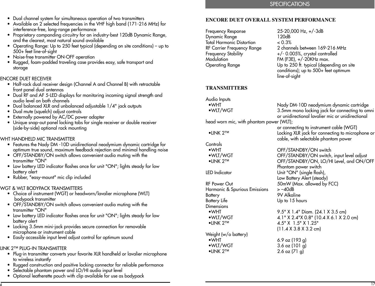 Page 4 of 10 - Nady-Systems Nady-Systems-Encore-Duet-Users-Manual--3  Nady-systems-encore-duet-users-manual