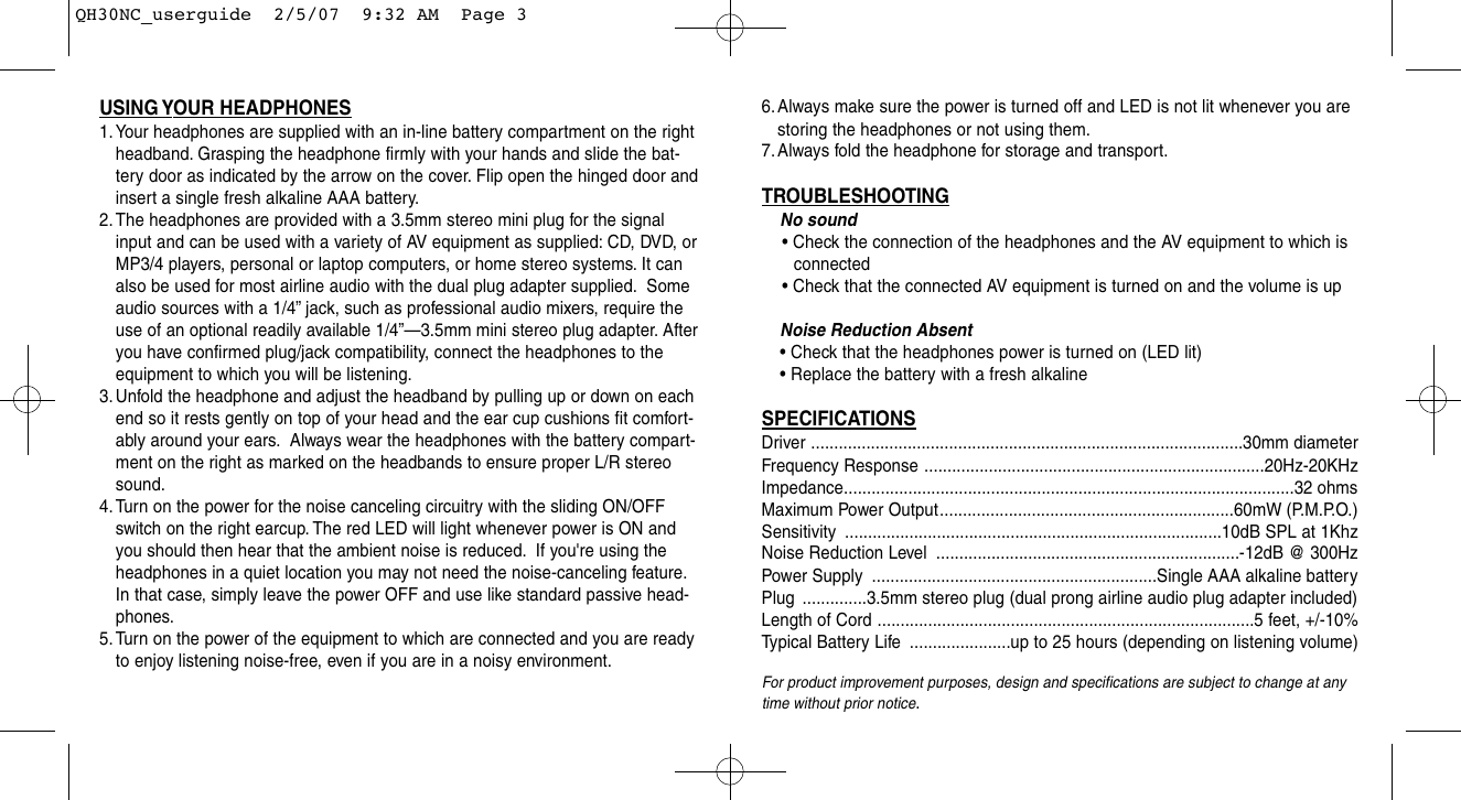 Page 2 of 2 - Nady-Systems Nady-Systems-Nady-Racketblaster-Qh-30Nc-Users-Manual- Nady-systems-nady-racketblaster-qh-30nc-users-manual