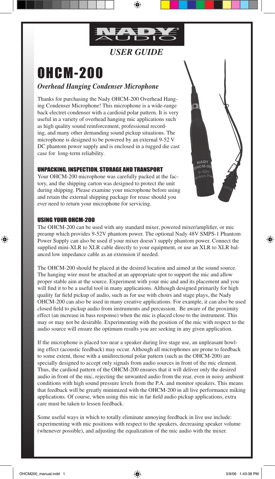 Page 1 of 2 - Nady-Systems Nady-Systems-Ohcm-20-Users-Manual- OHCM200_manual  Nady-systems-ohcm-20-users-manual