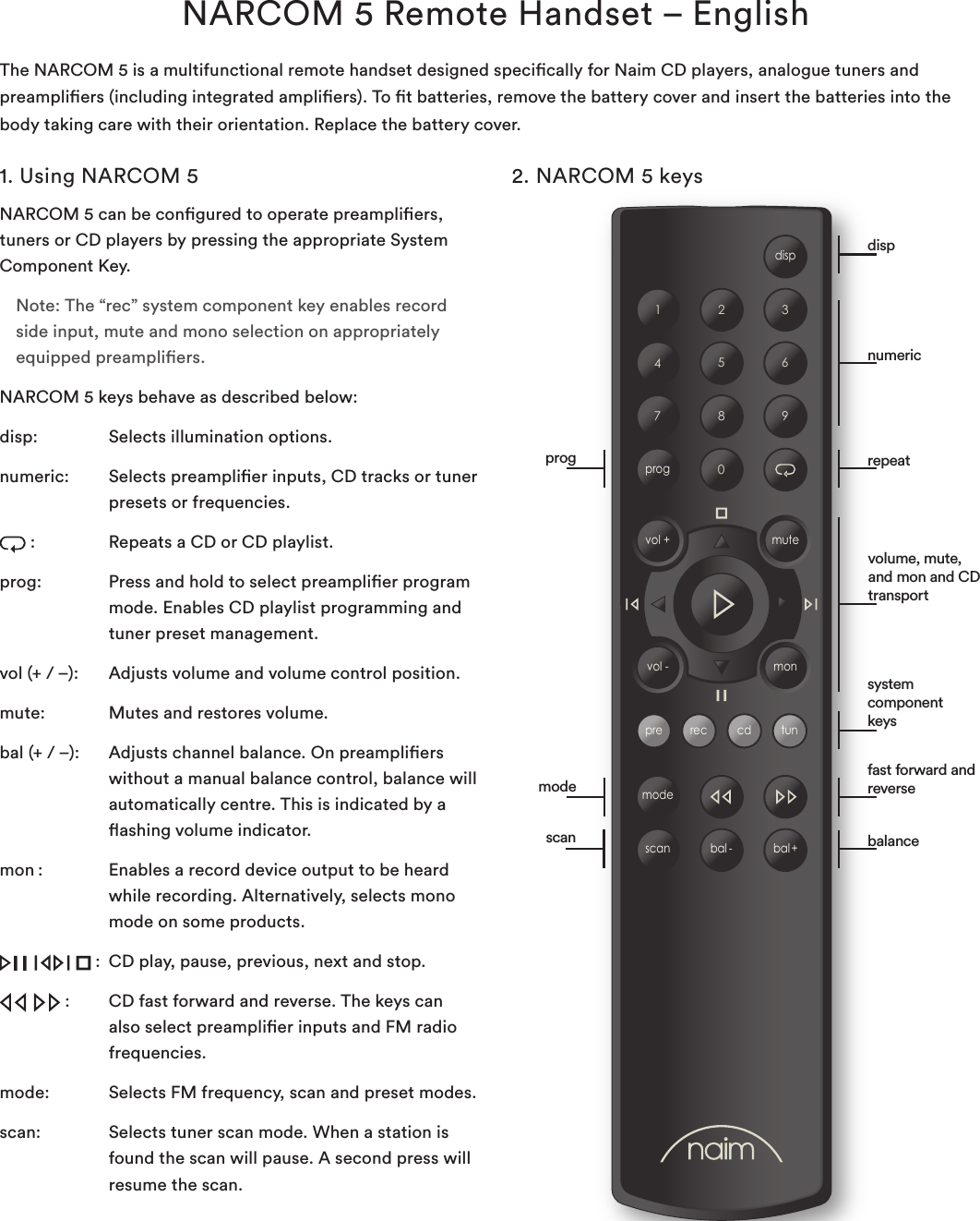 Page 2 of 12 - Naim Audio  NARCOM-5 - English 1G NARCOM 5 Insert Multi Rev