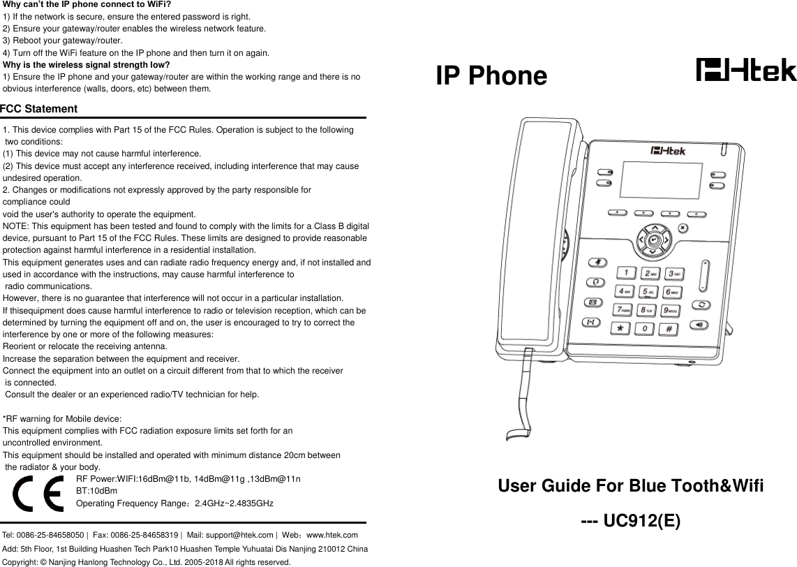 Nanjing Hanlong Technology UC912ESERIAL IP PHONE User Manual