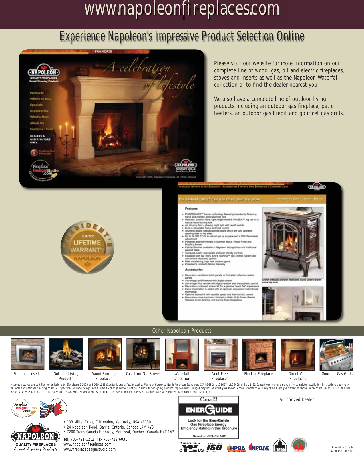 Napoleon Fireplaces Gas Burning Stoves Users Manual