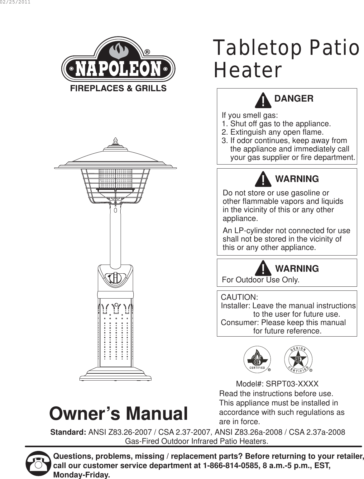 Napoleon Fireplaces Srpt03 Xxxx Users Manual