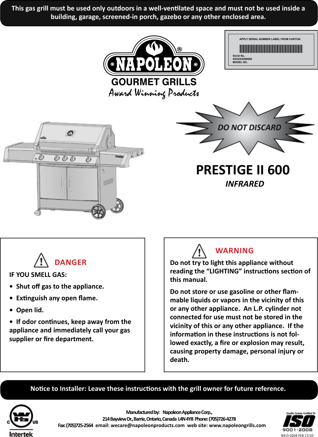 napoleon-grills-prestige-ii-600-users-manual