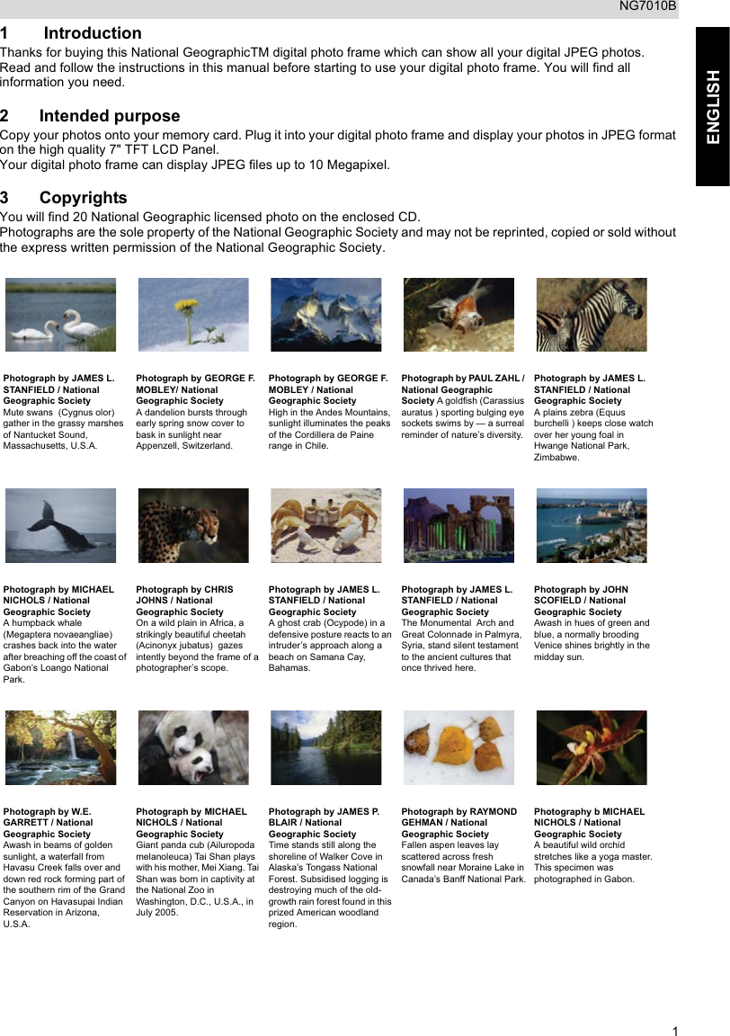 Page 1 of 5 - National-Geographic National-Geographic-Ng7010B-Users-Manual- HL_NG7010B_UK  National-geographic-ng7010b-users-manual