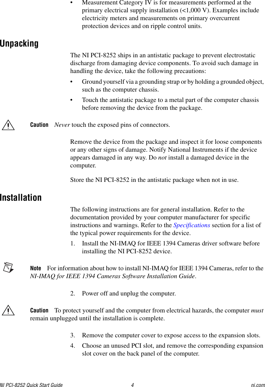 Page 4 of 8 - National-Instruments National-Instruments-8252-Users-Manual- NI PCI-8252 Quick Start Guide  National-instruments-8252-users-manual