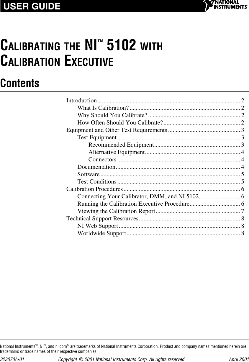 National Instruments Graphics Tablet Ni 5102 Users Manual Calibrating